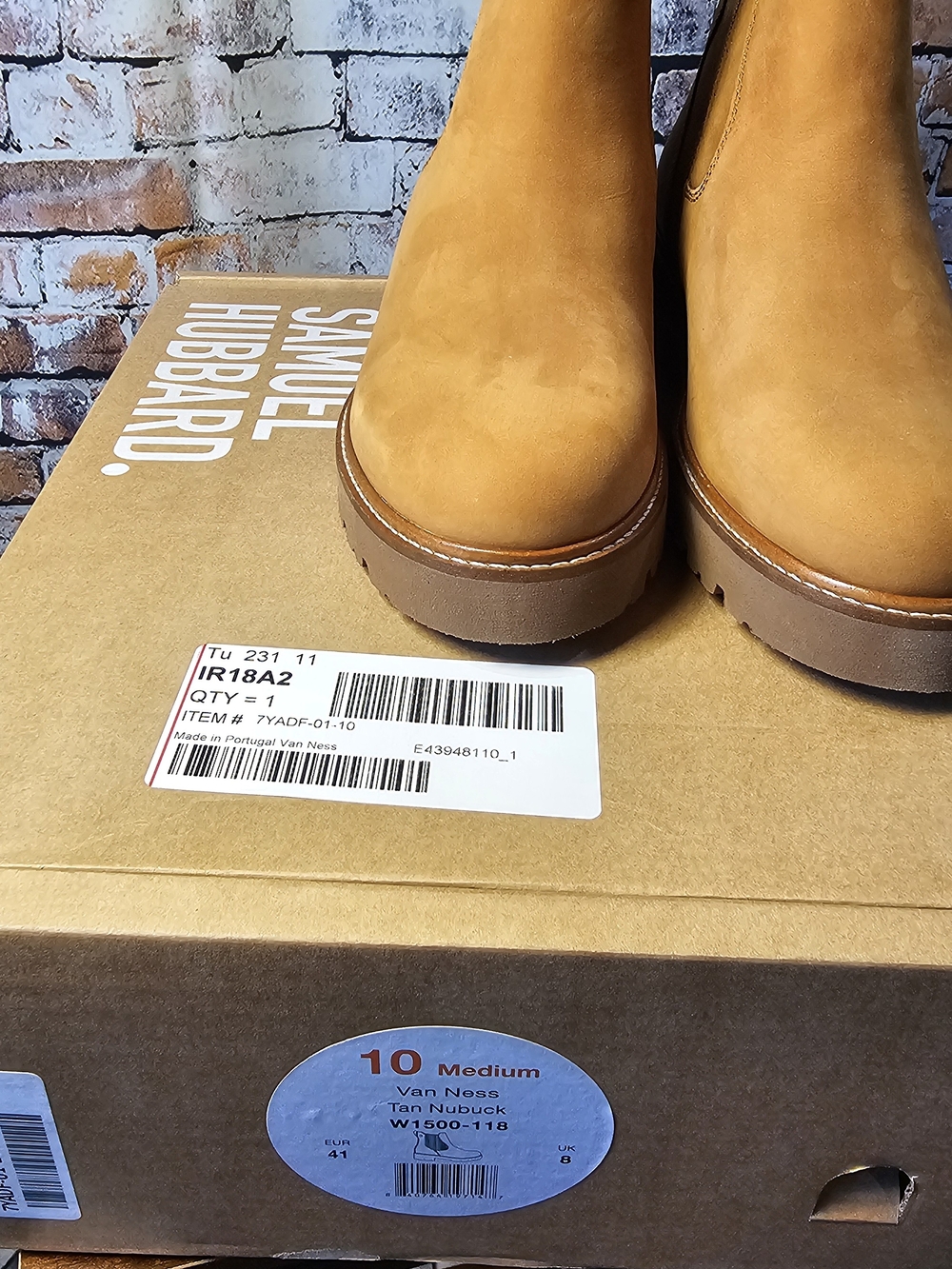 Samuel Hubbard Van Ness Chelsea Boots Tan Nubuck Lug Sole Portugal Women’s 10